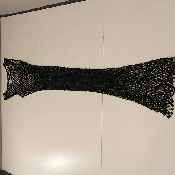 Sexy Sheer Cobweb Sequin Mesh Tank Maxi Dress Slinky See Through Overlay Sparkle - Picture 9 of 12